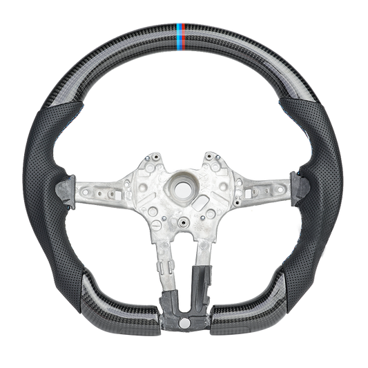 Racello R3Z3 Carbon & perforiertes Leder Lenkrad mit 12-Uhr-Markierung für BMW 1er-4er X1-X6