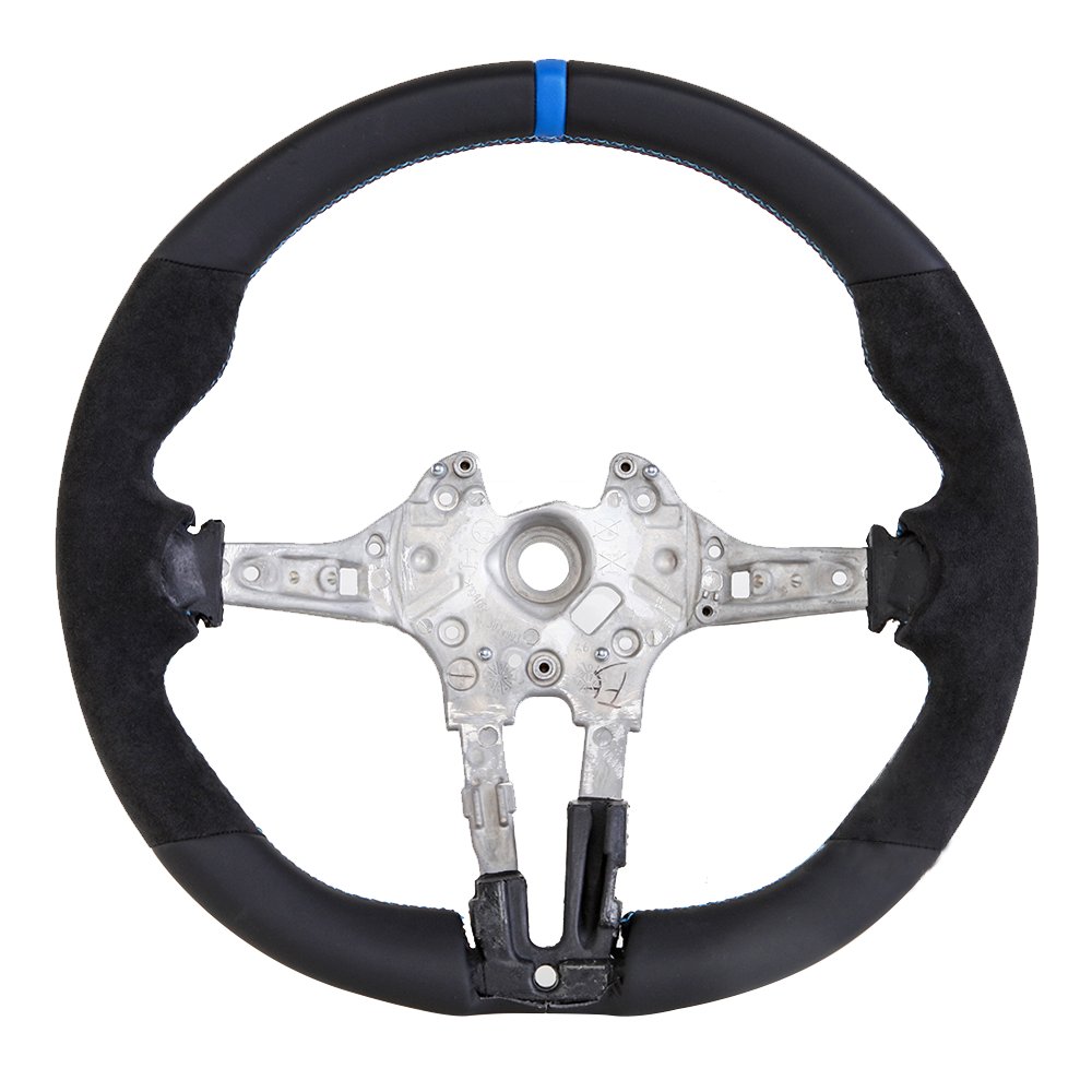 Racello R3Z4 Alcantara & Nappa Lenkrad mit blauer 12-Uhr-Markierung für BMW 1er-4er X1-X6