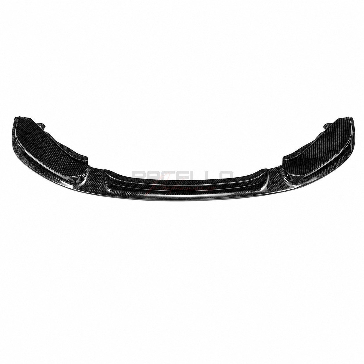 L1X1 Echtcarbon Frontspoiler für BMW 1er F20 LCI auf weißem Hintergrund, Frontansicht